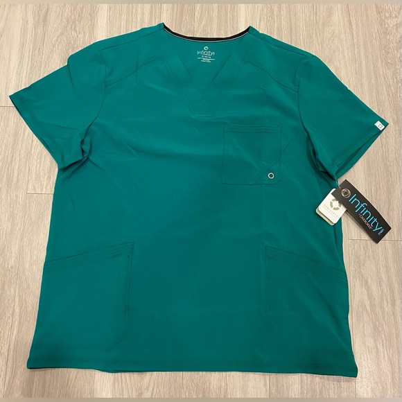 Cherokee Infinity Men's V-Neck Scrub Top CK900A HNPS Green XL Pockets Athletic - Picture 1 of 8